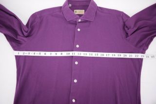 Luigi Borrelli Luxury Vintage Shirt Size XL (fits Large) In Solid Purple Knit 5