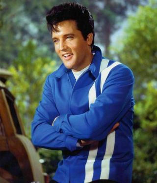 Elvis Presley Speedway Vintage Classy Blue & Red Cotton Jacket White Stripes