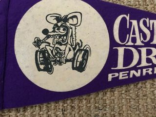 Vintage Castlereagh Dragway Pennant Flag Drag Hotrod Ed Big Daddy Roth Rat Fink 2