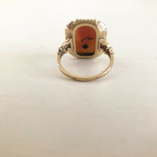 Women ' s 10K Gold Vintage {Art Noveau} Rectangle CAMEO Ornate Ring - Size 9 4