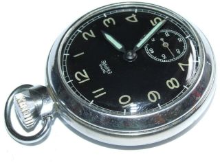 Lovely Black Dial Military Type Vintage Smiths Empire Pocket Watch 2