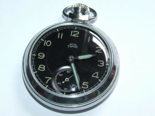 Lovely Black Dial Military Type Vintage Smiths Empire Pocket Watch 3
