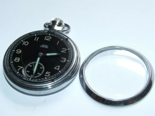 Lovely Black Dial Military Type Vintage Smiths Empire Pocket Watch 8