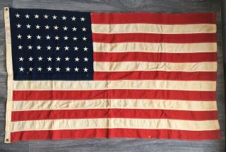 Vintage American Flag 48 Stars Sewn Wwii Bulldog Bunting 2ply Warp Cotton 2.  5x4 