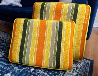 Set Of 2 Vintage Chair Cushions Retro 70 