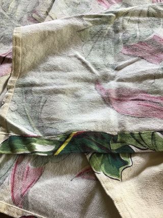2 Vintage Barkcloth Fabric Curtain Panels - Tropical Foliage - Each 89” X 32” 5