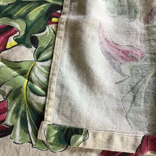 2 Vintage Barkcloth Fabric Curtain Panels - Tropical Foliage - Each 89” X 32” 8