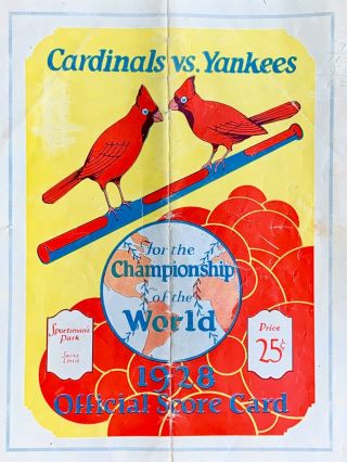Vintage 1928 World Series Game Program Authentic