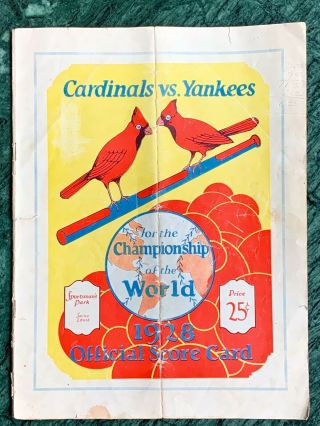 Vintage 1928 World Series Game Program Authentic 2