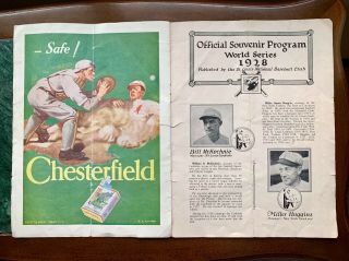 Vintage 1928 World Series Game Program Authentic 8