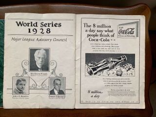 Vintage 1928 World Series Game Program Authentic 9