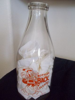 Vintage Half Gallon Donald Duck Milk Bottle