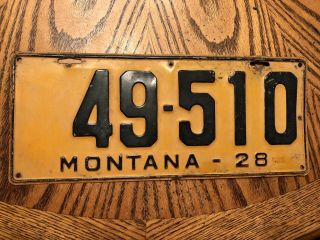 Vintage 1928 Montana License Plate Antique 49 510 All