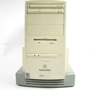 Vintage Packard Bell Synera Tower Pc Pentium 200mhz 96mb Ram 4gb Quantum Bigfoot