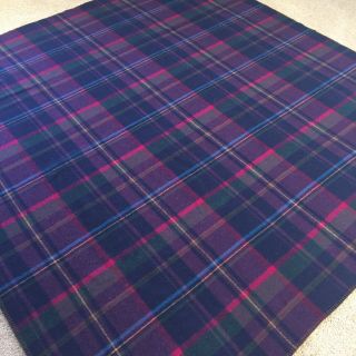 Ralph Lauren Polo vintage Wool Blanket - Purple Blue Pink Plaid 90”x90” 3