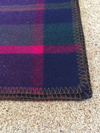 Ralph Lauren Polo vintage Wool Blanket - Purple Blue Pink Plaid 90”x90” 5