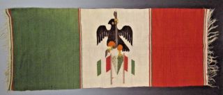 Fine Rare Mexico Mexican Hand Woven Serape W/ Mexican Flag Motif Ca.  Mid 20th C.