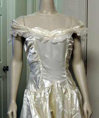 VTG 1930s EXQUISITE LUMINOUS LIQUID SATIN WEDDING BRIDAL GOWN/ TRAIN,  GLOVES 2