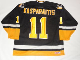 Darius Kasparaitis Signed Vintage Ccm Pittsburgh Penguins 11 Jersey Jsa