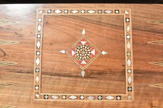 VINTAGE MOTHER OF PEARL & WOOD INLAY BACKGAMMON BOARD GAMES BOX 5