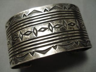 Important Earlier Vintage Navajo Tooled Bruce Morgan Sterling Silver Bracelet