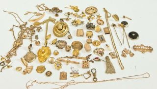 Antique And Vintage Gold Filled Scrap And Usable 153 Grams