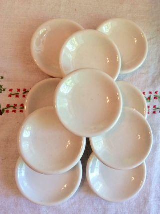 10 White Butter Pats Vintage Restaurant Ware Or Farmhouse Ironstone Not Marked