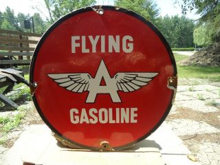 Vintage Flying A Porcelain Service Gas Station Pump Sign