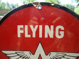 VINTAGE FLYING A PORCELAIN SERVICE GAS STATION PUMP SIGN 2