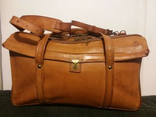 Hartmann Luggage Belting Leather 3 Zipper Carry - On Shoulder Duffle Bag Vintage