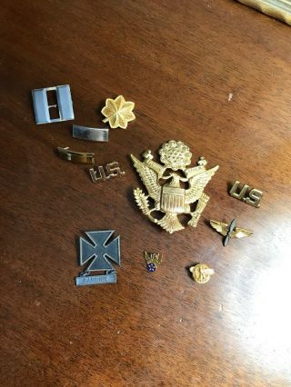 Ww2 Sterling Us Army Air Corps Badges Wings Rank Hat Device
