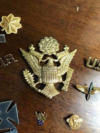 WW2 Sterling US ARMY AIR CORPS Badges Wings Rank Hat Device 2
