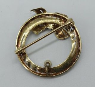 Art Deco Antique Filigree 14K W/Gold Diamond Circle Brooch Pin Krementz scrap?4g 3