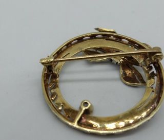 Art Deco Antique Filigree 14K W/Gold Diamond Circle Brooch Pin Krementz scrap?4g 4