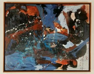 Vintage Mid Century Modern Abstract Expressionism 30 " Painting Signed E.  Winans