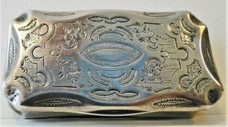Antique Finely Crafted Engine Turned French Solid 950 Silver Snuff Box 1880