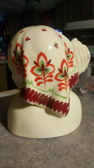 Catalina Art Pottery Peasant Woman Head Vase,  Vintage Rose Painted,  7 