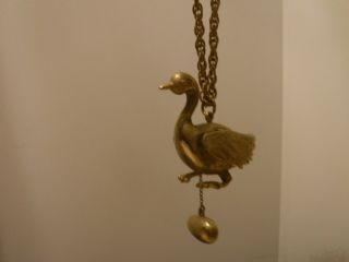 Vintage The Goose That Laid The Golden Egg Necklace - Hattie Carnegie