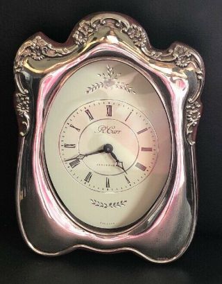 Vintage Sterling Silver Mantle Clock By R Carr.  Hallmarked Sheffield 1989