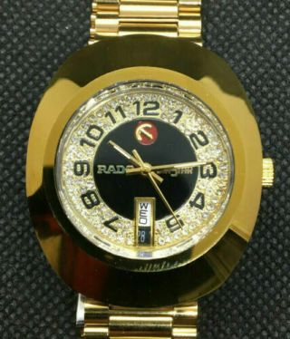 Vintage Rado Diastar Automatic Gold Plated White Diamond Mens Wrist Watch B - Gift
