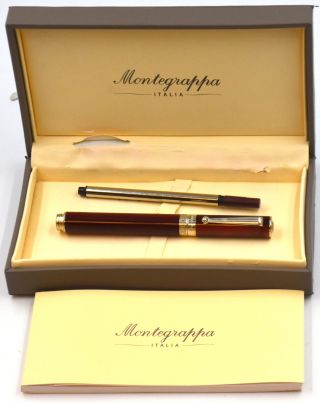 Vintage Montegrapppa Espressione Rollerball Pen Sterling Silver Marble Red 1912