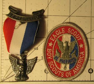 VINTAGE BSA Award Boy Scout Stange 5c Eagle Medal & Patch 4