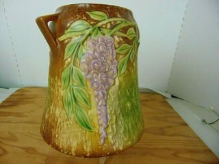 Vintage Roseville Wisteria Pottery 633 - 8 Handled Vase w/ Foil Sticker 6