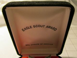 VINTAGE BSA Award Boy Scout Stange 6b Eagle Medal,  Case and Patch 3