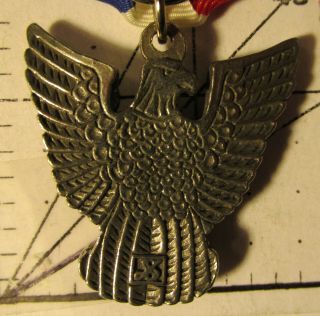 VINTAGE BSA Award Boy Scout Stange 6b Eagle Medal,  Case and Patch 8