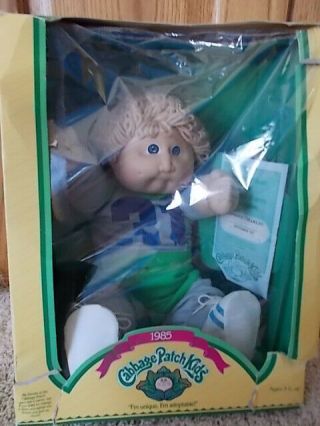 Nib 1985 Coleco Cabbage Patch Kids Curly Blonde Blue Eye Boy Esmond Charles