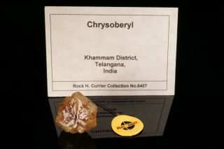 RARE LOCALE Chrysoberyl Crystal Sixling Twin KHAMMAM,  INDIA - Ex.  Currier 7