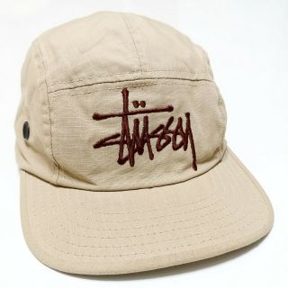 Stussy Caps 5 Panel Spell Out Logo Strapback Hat Vintage 1990s Made In Usa Skate