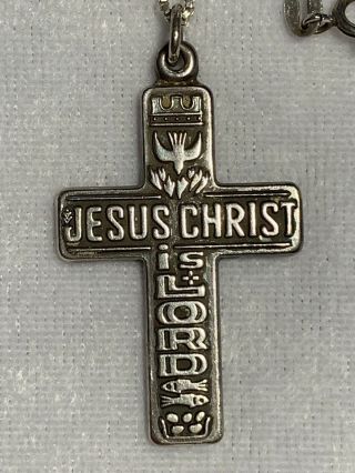 Vintage James Avery Sterling Silver Religious Cross Pendant Chain Necklace