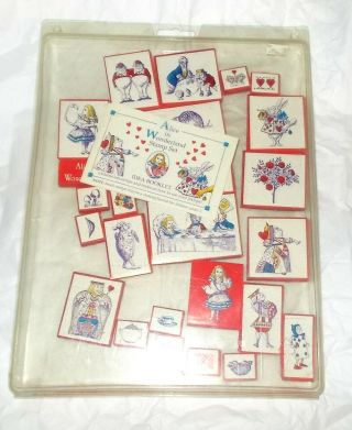 Alice In Wonderland Inkadinkado Rubber Stamp Set Incomplete Vintage Foam Mounts